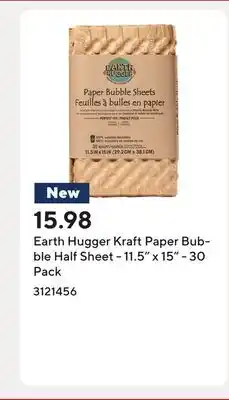 Staples Earth Hugger Kraft Paper Bubble Half Sheet - 11.5 x 15 - 30 Pack offer