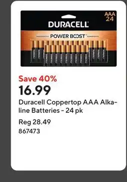 Staples Duracell Coppertop AAA Alkaline Batteries - 24 pk offer