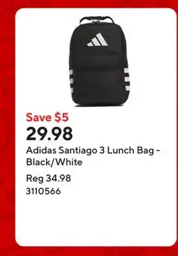Staples Adidas Santiago 3 Lunch Bag - Black/White offer