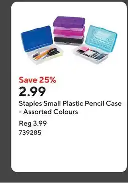 Staples Staples Small Plastic Pencil Case - Assorted Colours offer
