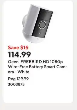 Staples Geeni FREEBIRD HD 1080p Wire-Free Battery Smart Camera - White offer