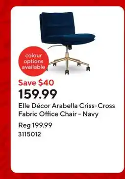 Staples Elle Décor Arabella Criss-Cross Fabric Office Chair - Navy offer