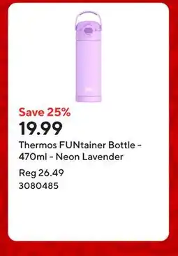 Staples Thermos FUNtainer Bottle - 470ml - Neon Lavender offer