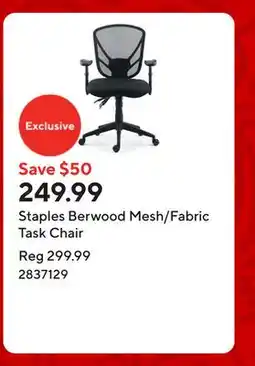 Staples Staples Berwood Mesh/Fabric Task Chair offer