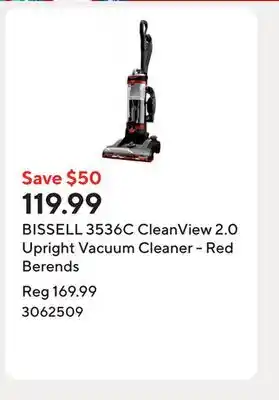 Staples BISSELL 3536C CleanView 2.0 Upright Vacuum Cleaner - Red Berends offer