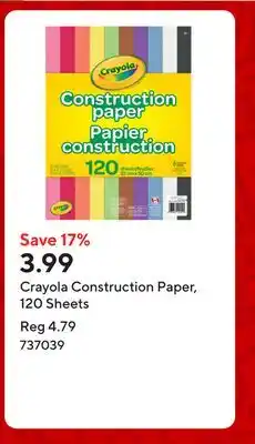 Staples Crayola Construction Paper, 120 Sheets offer
