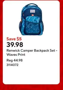 Staples Renwick Camper Backpack Set - Waves Print offer