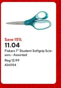 Staples Fiskars 7 Student Softgrip Scissors - Assorted offer