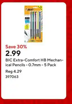 Staples BIC Extra-Comfort HB Mechanical Pencils - 0.7mm - 5 Pack offer