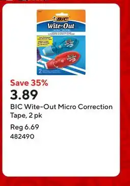 Staples BIC Wite-Out Micro Correction Tape, 2 pk offer