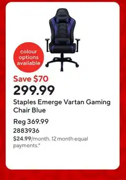 Staples Staples Emerge Vartan Gaming Chair Blue offer