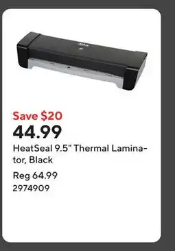 Staples HeatSeal 9.5 Thermal Laminator, Black offer