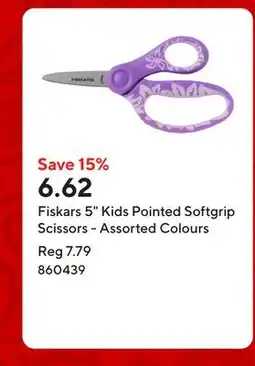 Staples Fiskars 5 Kids Pointed Softgrip Scissors - Assorted Colours offer