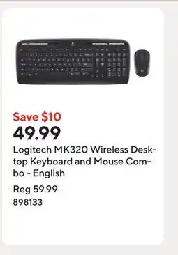 Staples Logitech MK320 Wireless Desktop Keyboard and Mouse Combo - English offer
