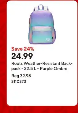 Staples Roots Weather-Resistant Backpack - 22.5 L - Purple Ombre offer