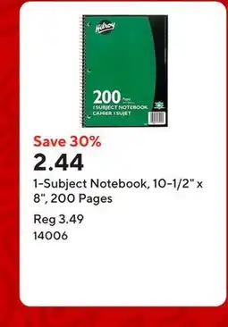Staples 1-Subject Notebook, 10-1/2 x 8, 200 Pages offer
