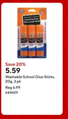 Staples Washable School Glue Sticks, 20g, 3 pk offer
