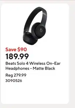 Staples Beats Solo 4 Wireless On-Ear Headphones - Matte Black offer