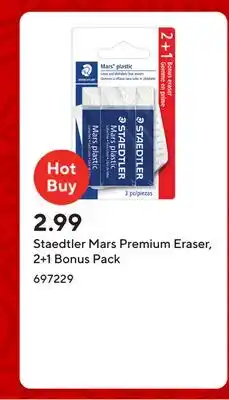 Staples Staedtler Mars Premium Eraser, 2+1 Bonus Pack offer