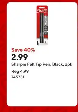 Staples Sharpie Felt Tip Pen, Black, 2pk offer