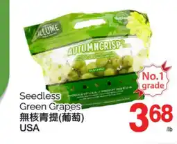T&T Supermarket SEEDLESS GREEN GRAPES USA offer
