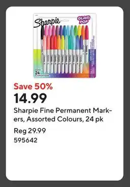 Staples Sharpie Fine Permanent Markers, Assorted Colours, 24 pk offer