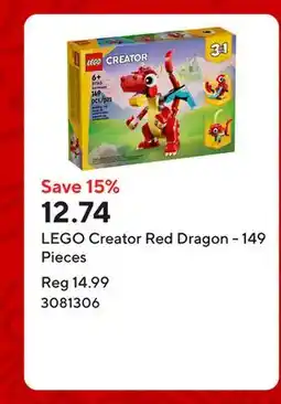 Staples LEGO Creator Red Dragon - 149 Pieces offer