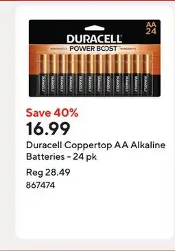 Staples Duracell Coppertop AA Alkaline Batteries - 24 pk offer