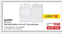 Visions Electronics 4.4 cu.ft Top Load Washer +6.2 cu.ft. Top Load Dryer offer