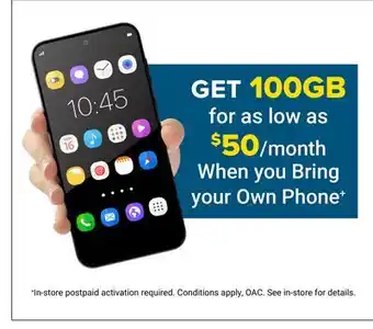 Visions Electronics get 100GB for as low as $50 When you Bring your Own Phone offer