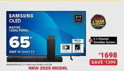Visions Electronics Samsung 65 S85F 4K Smart TV + 2.1-Channel Soundbar System Package offer
