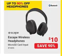 Visions Electronics Escape Wireless Headphones MicroSD Card Input offer