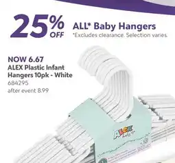 Babies 'R' Us ALEX Plastic Infant Hangers 10pk-White offer