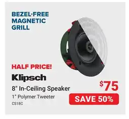 Visions Electronics Klipsch 8 In-Ceiling Speaker offer