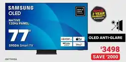 Visions Electronics Samsung 77 4K HDR OLED 144Hz Anti-Glare Atmos Smart TV - 2024 offer