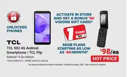 Visions Electronics TCL 502 4G Android Smartphone / TCL Flip offer