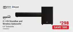 Visions Electronics 2.1-Ch Soundbar and Wireless Subwoofer offer