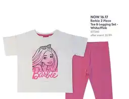 Babies 'R' Us Barbie 2 Piece Tee & Leggings Set - White/Pink offer