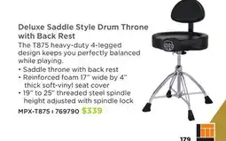 Long & McQuade MAPEX Deluxe Saddle Style Drum Throne with Back Rest offer