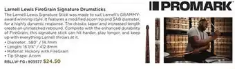 Long & McQuade Promark Larnell Lewis FireGrain Signature Drumsticks offer