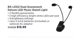 Long & McQuade YORKVILLE BS-LED2 Dual Gooseneck Deluxe LED Music Stand Light offer