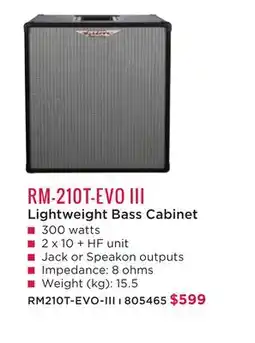 Long & McQuade Ashdown RM-210T-EVO III Lightweight Bass Cabinet offer