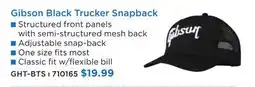 Long & McQuade Gibson Black Trucker Snapback offer