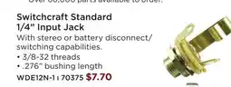 Long & McQuade Switchcraft Standard 1/4 Input Jack offer
