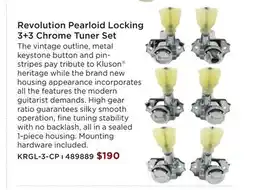 Long & McQuade Revolution Pearloid Locking 3+3 Chrome Tuner Set offer