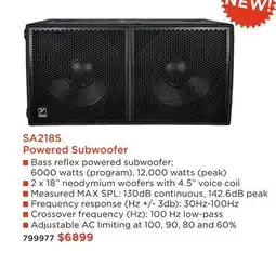 Long & McQuade SA218S Powered Subwoofer offer