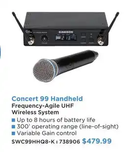 Long & McQuade Concert 99 Handheld Frequency-Agile UHF Wireless System offer