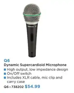 Long & McQuade SAMSON Q6 Dynamic Supercardioid Microphone offer