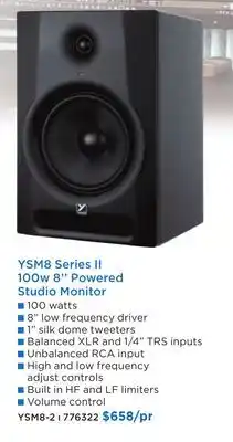 Long & McQuade YSM8 Series II 100w 8'' Powered Studio Monitor offer