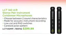 Long & McQuade Lewitt LCT 140 AIR Stereo Pair Instrument Condenser Microphones offer